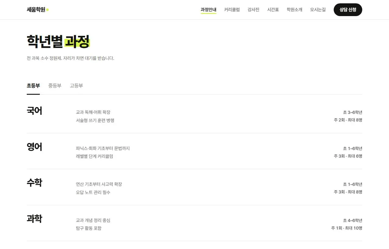 학년별 과정